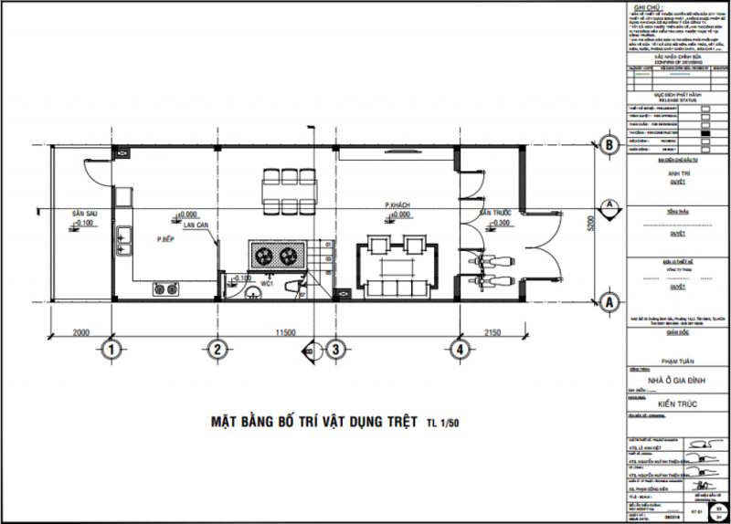 Mặt bằng công năng tầng trệt
