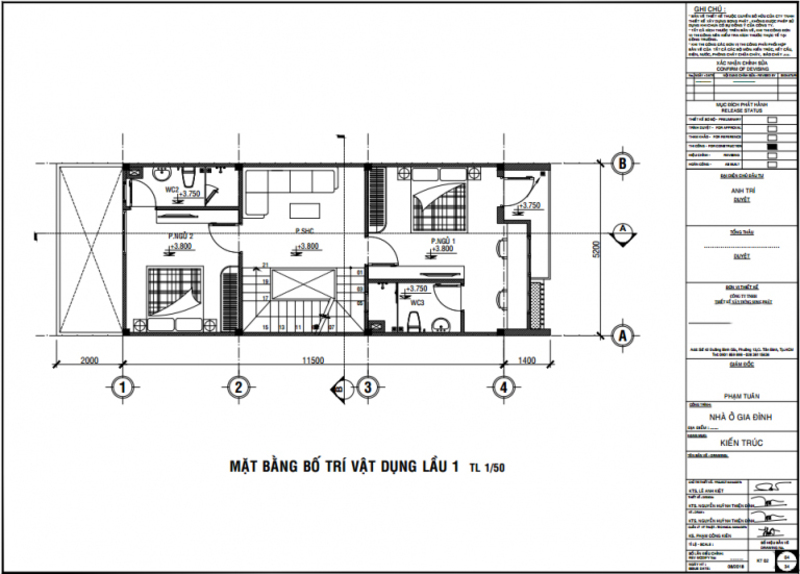 Mặt bằng công năng lầu 1