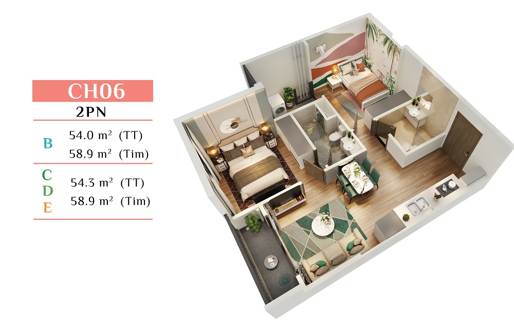 CĂN HỘ 2PN GIÁ CHỈ TỪ 5.5TR